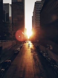 View of city at sunset