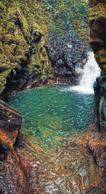 Scenic view of waterfall