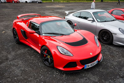 Red car on road