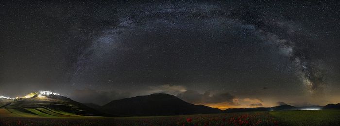 Scenic view of landscape at night