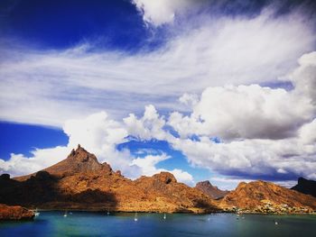 Scenic view of sea against cloudy sky