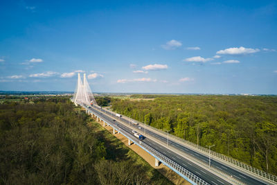 Large bridge over river with cars traffic