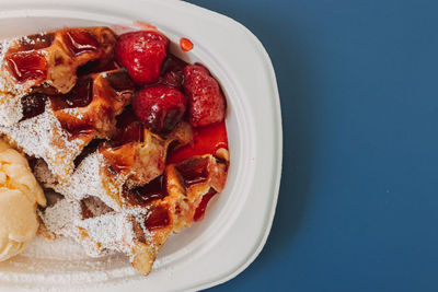 Close-up of food in plate on table