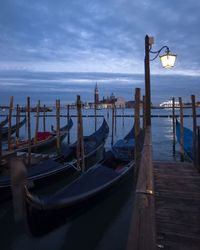 View of boats moored in sea