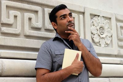 Young man on steps