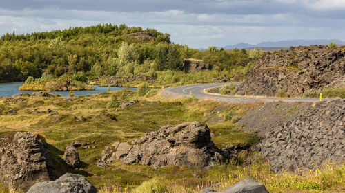 Scenic view of land against sky