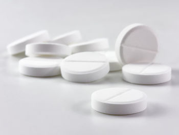 Close-up of glasses on table