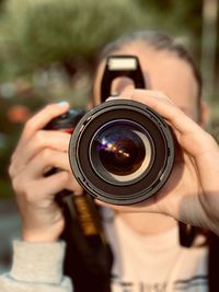 Midsection of man photographing