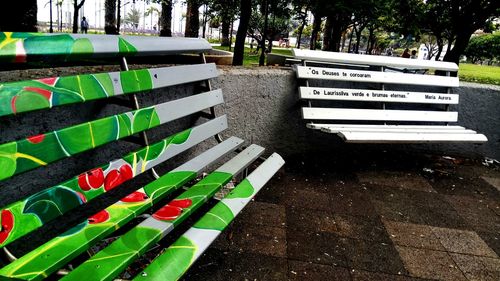 Empty bench in park