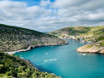 High angle view of sea against sky