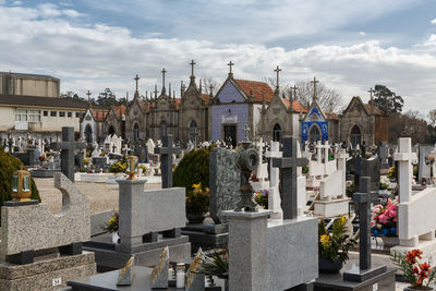 Cemetery view against the sky