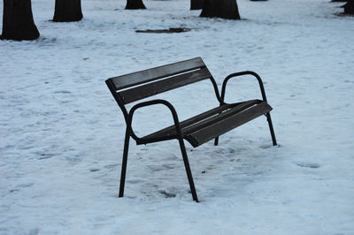 Close-up of ice chairs on landscape during winter