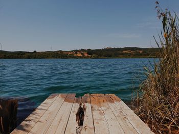 Scenic view of sea against clear sky