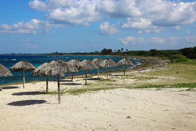 Scenic view of beach against sky