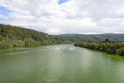 The moselle river in western germany near the mouth of the river in koblenz.