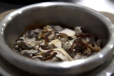 High angle view of meal served in bowl