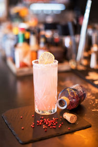 Close-up of cocktail on table