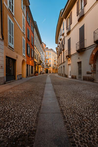 Brera district street at sunset, no people