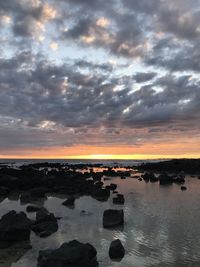 Scenic view of sea against sky during sunset