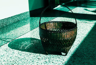 High angle view of shadow on floor