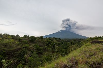 Scenic view of volcanic landscape against sky