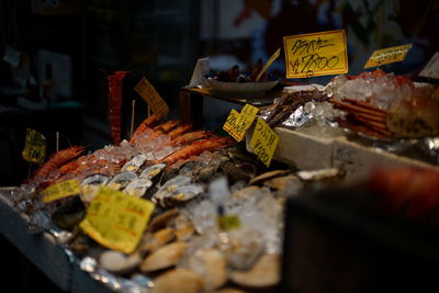 Fish for sale at market stall