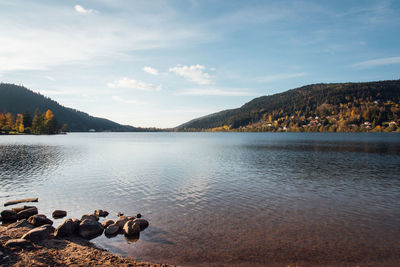 Scenic view of lake against sky