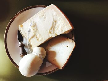 High angle view of bread in plate