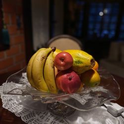 Close-up of fruits in plate on table