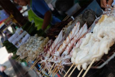 Close-up of food in market stall