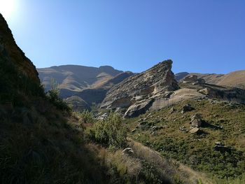 Scenic view of mountains against clear sky