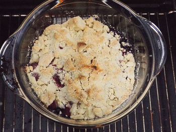 High angle view of bread in bowl