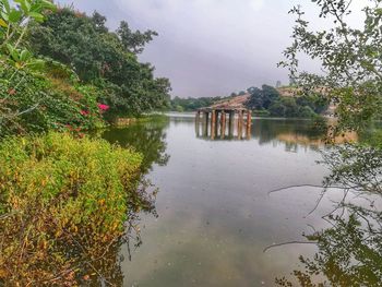 Scenic view of lake against sky