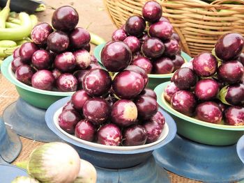 High angle view of fruits for sale