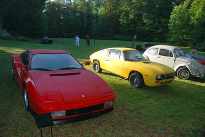 Vintage car on field