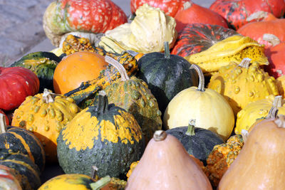 Full frame shot of pumpkins in market