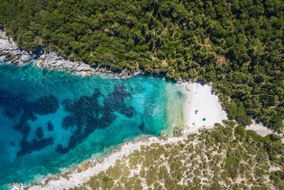 High angle view of rocks on beach