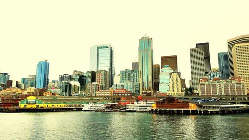 City skyline at waterfront