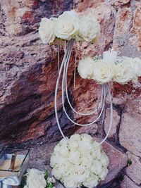 High angle view of rose bouquet