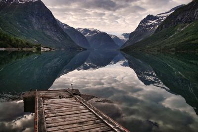 Scenic view of mountains against sky