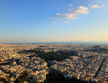 High angle view of townscape against sky