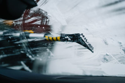 High angle view of bicycle on snow