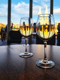 Close-up of wineglass on table