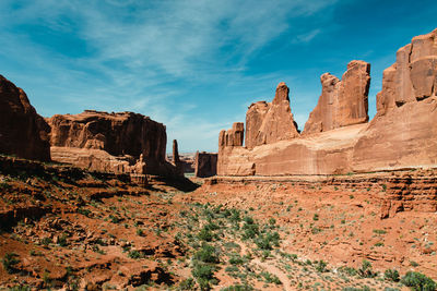 Wide angle view at arches national park in moab, utah.
