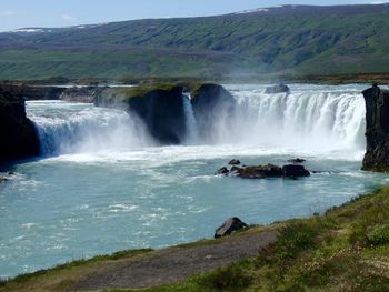 Scenic view of waterfall