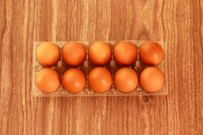 High angle view of eggs in container