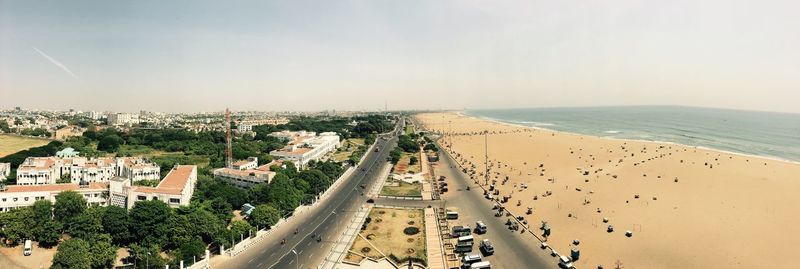 High angle view of beach against sky