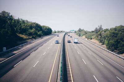 Road against clear sky