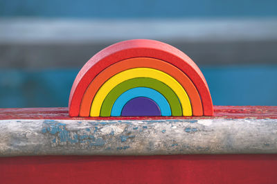 Close-up of multi colored water on table