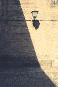 High angle view of street light on wall